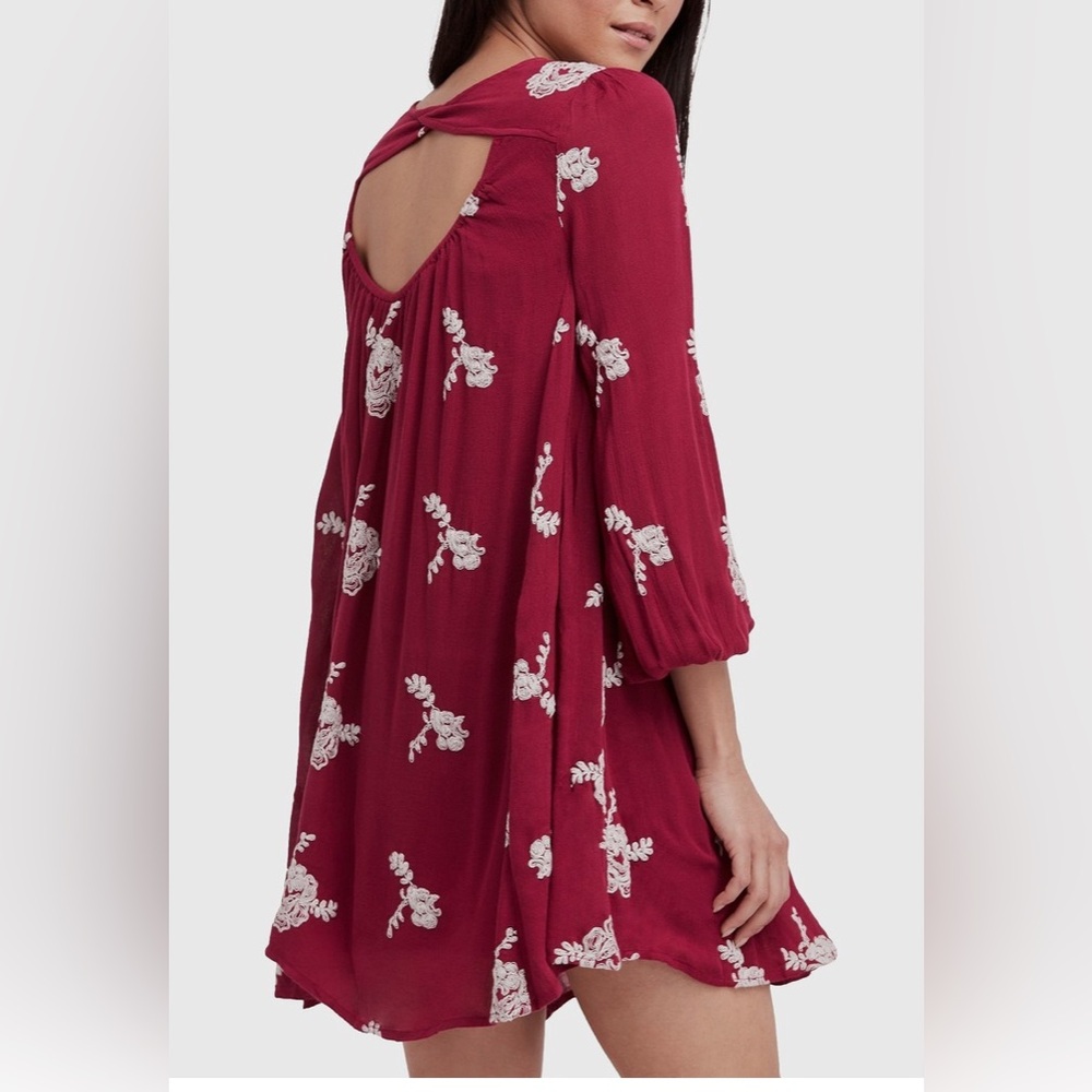 FREE PEOPLE Peasant-Sleeve Embroidered Shift Dress size small - Picture 2 of 12